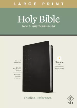 NLT Large Print Thinline Reference Bible, Filament-Enabled Edition (LeatherLike, Cross Grip Black, Red Letter)