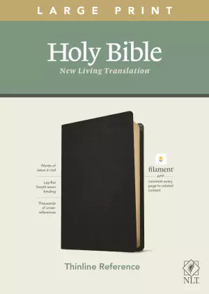 NLT Large Print Thinline Reference Bible, Filament-Enabled Edition (Genuine Leather, Black, Red Letter)