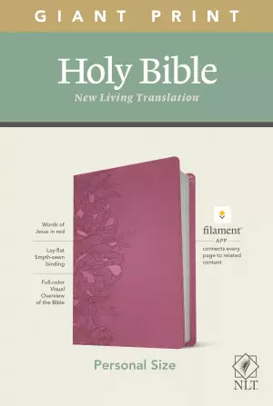 NLT Personal Size Giant Print Bible, Filament-Enabled Edition (LeatherLike, Peony Pink, Red Letter)