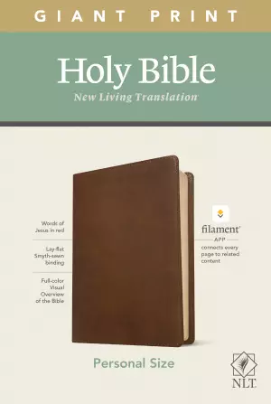 NLT Personal Size Giant Print Bible, Filament-Enabled Edition (LeatherLike, Rustic Brown, Red Letter)