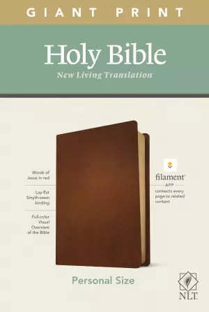NLT Personal Size Giant Print Bible, Filament-Enabled Edition (Genuine Leather, Brown, Red Letter)