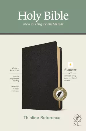 NLT Thinline Reference Bible, Filament-Enabled Edition (Genuine Leather, Black, Indexed, Red Letter)