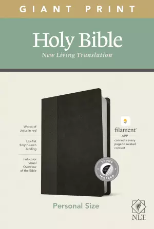 NLT Personal Size Giant Print Bible, Filament-Enabled Edition (LeatherLike, Black/Onyx, Indexed, Red Letter)