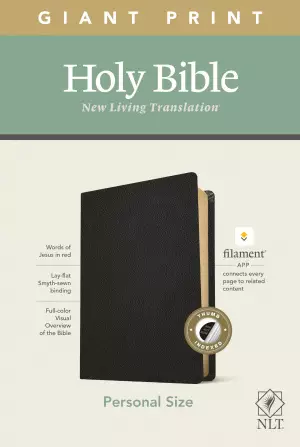 NLT Personal Size Giant Print Bible, Black, Indexed, Genuine Leather, Filament Enabled Edition
