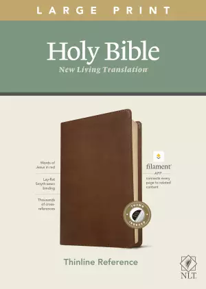 NLT Large Print Thinline Reference Bible, Filament-Enabled Edition (LeatherLike, Rustic Brown, Indexed, Red Letter)