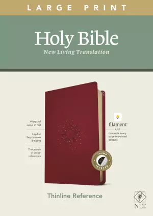 NLT Large Print Thinline Reference Bible, Filament-Enabled Edition (LeatherLike, Aurora Cranberry, Indexed, Red Letter)