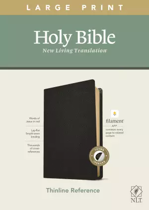 NLT Large Print Thinline Reference Bible, Filament-Enabled Edition (Genuine Leather, Black, Indexed, Red Letter)