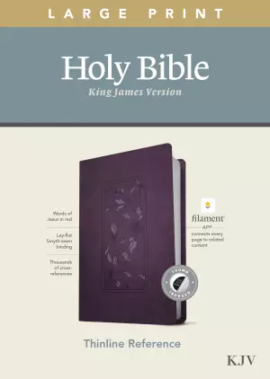 KJV Large Print Thinline Reference Bible, Filament-Enabled Edition (LeatherLike, Floral Frame Purple, Indexed, Red Letter)