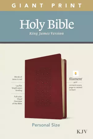 KJV Personal Size Giant Print Bible, Filament-Enabled Edition (LeatherLike, Diamond Frame Cranberry, Red Letter)