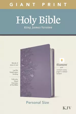 KJV Personal Size Giant Print Bible, Filament-Enabled Edition (LeatherLike, Peony Lavender, Red Letter)