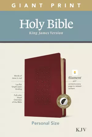 KJV Personal Size Giant Print Bible, Filament-Enabled Edition (LeatherLike, Diamond Frame Cranberry, Indexed, Red Letter)