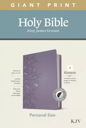 KJV Personal Size Giant Print Bible, Filament-Enabled Edition (LeatherLike, Peony Lavender, Indexed, Red Letter)