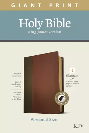 KJV Personal Size Giant Print Bible, Filament-Enabled Edition (LeatherLike, Brown/Mahogany, Indexed, Red Letter)