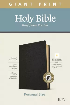 KJV Personal Size Giant Print Bible, Filament-Enabled Edition (Genuine Leather, Black, Indexed, Red Letter)