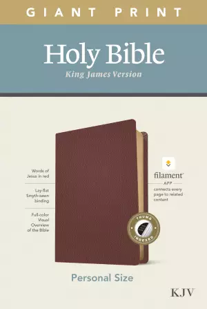 KJV Personal Size Giant Print Bible, Filament-Enabled Edition (Genuine Leather, Burgundy, Indexed, Red Letter)