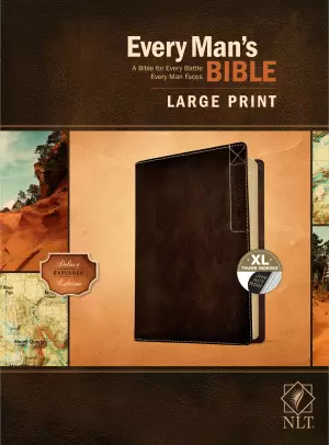 NLT Every Man's Bible, Brown, Imitation Leather, Large Print, Thumb Index, Study Notes, Articles, Book Introductions, Biblical People Profiles, Advice from Christian Leaders