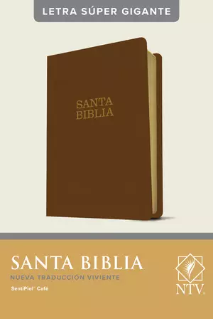 Santa Biblia NTV, letra súper gigante (SentiPiel, Café claro, Letra Roja)
