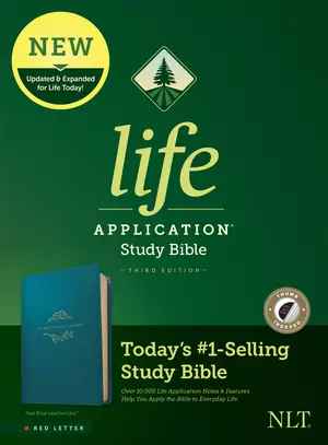 NLT Life Application Study Bible, Third Edition (LeatherLike, Teal Blue, Indexed, Red Letter)