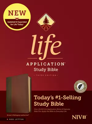 NIV Life Application Study Bible, Third Edition (LeatherLike, Brown/Mahogany, Indexed, Red Letter)