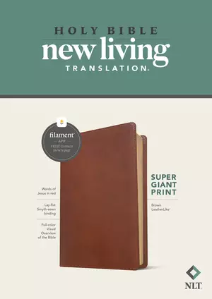 NLT Super Giant Print Bible, Filament-Enabled Edition (Leatherlike, Brown, Red Letter)