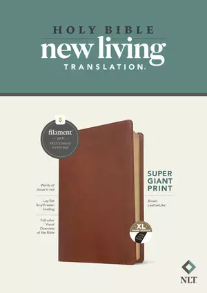 NLT Super Giant Print Bible, Filament-Enabled Edition (Leatherlike, Brown, Indexed, Red Letter)