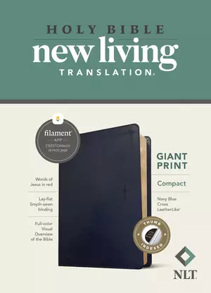 NLT Compact Giant Print Bible, Filament-Enabled Edition (LeatherLike, Navy Blue Cross, Indexed, Red Letter)