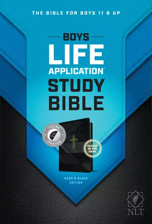 NLT Boys Life Application Study Bible, TuTone (LeatherLike, Neon/Black, Indexed)