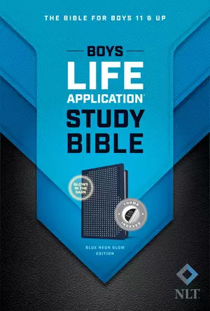 NLT Boys Life Application Study Bible, TuTone (LeatherLike, Blue/Neon/Glow, Indexed)