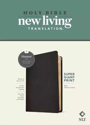 NLT Super Giant Print Bible, Filament-Enabled Edition (Genuine Leather, Black, Red Letter)