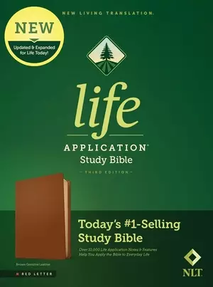 NLT Life Application Study Bible, Third Edition (Genuine Leather, Brown, Red Letter)