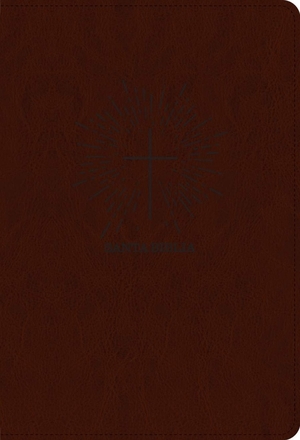 Santa Biblia NTV, letra súper gigante (SentiPiel, Café oscuro , Letra Roja)