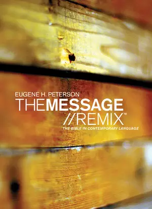 The Message Bible Remix, Wood, Hardback, Paraphrase, One-Column Layout, Book Introductions, Maps, Charts, Topic Guide
