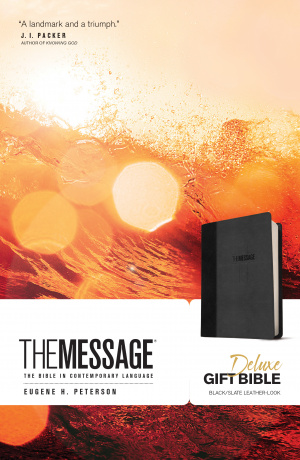 The Message Bible Deluxe Gift Bible, Grey, Imitation Leather, Presentation Page, Bible Overview, Timeline, Maps