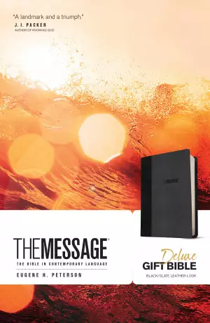 The Message Bible Deluxe Gift Bible, Grey, Imitation Leather, Presentation Page, Bible Overview, Timeline, Maps