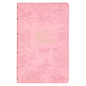 KJV Holy Bible, Gift Edition King James Version, Faux Leather Flexible Cover, Light Pink Floral