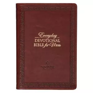 Devotional Bible NLT for Men Faux leather, Saddle Tan