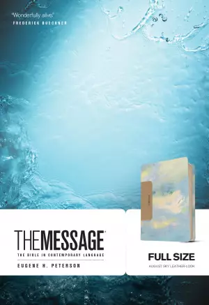 The Message Bible Large Print, Blue, Imitation Leather, Paraphrase, One-Column Layout, Timelines, Charts, Ribbon Marker