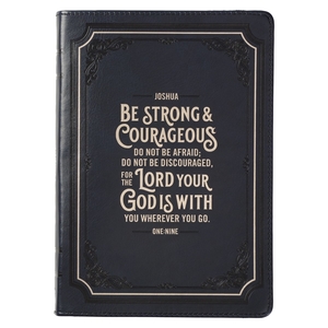 Journal Classic Zip Black Strong & Courageous Josh. 1:9