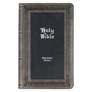 KJV Bible Giant Print Standard-size Faux Leather, Gray/Black