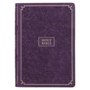 KJV Bible Giant Print Full-size Faux Leather, Purple Floral