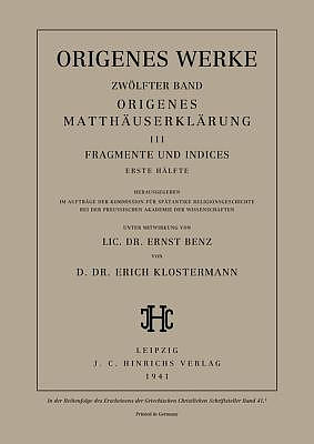 Werke, Band 12/1, Origenes Matth