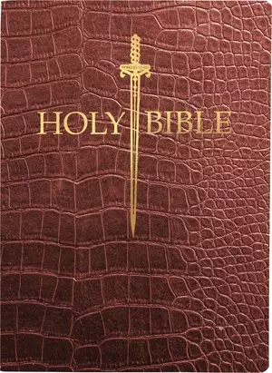 KJV Sword Bible, Large Print, Walnut Alligator Bonded Leather, Thumb Index: (Red Letter, Burgundy, 1611 Version)