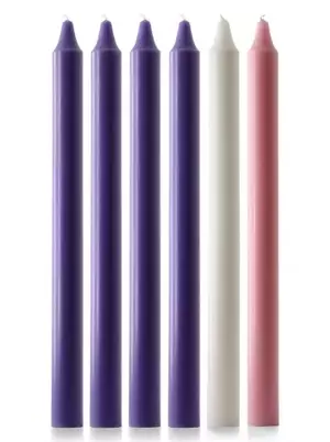 Purple, White and Pink Advent Candle Set (15" x 1 1/8")