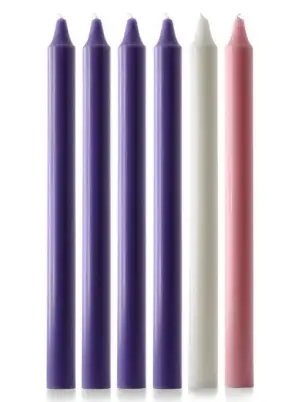 15" x 1 1/8" Advent Candle Set - Purple, Pink & White