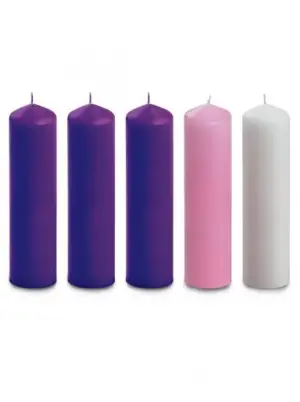 8" x 2" Advent Candle Set - Purple, Pink & White