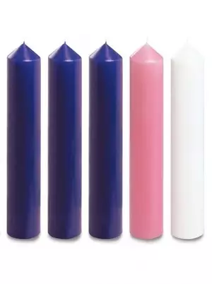 Purple, Pink and White Advent Candle Set (12" x 2")