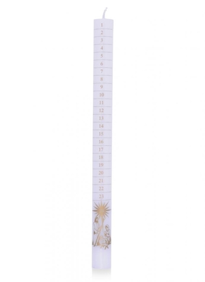 30.5cm White Advent Candle Printed with Gold - Single