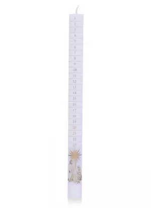 30.5cm White Advent Candle Printed with Gold - Single