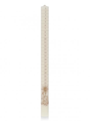 30.5cm Ivory Advent Candle Printed with Gold - Single