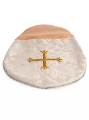 Collection Bag, White with Gold Cross